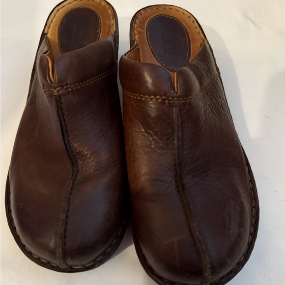 Born Shoes - Women’s Born Brown Leather Mules Comfortable Slip-On Clogs